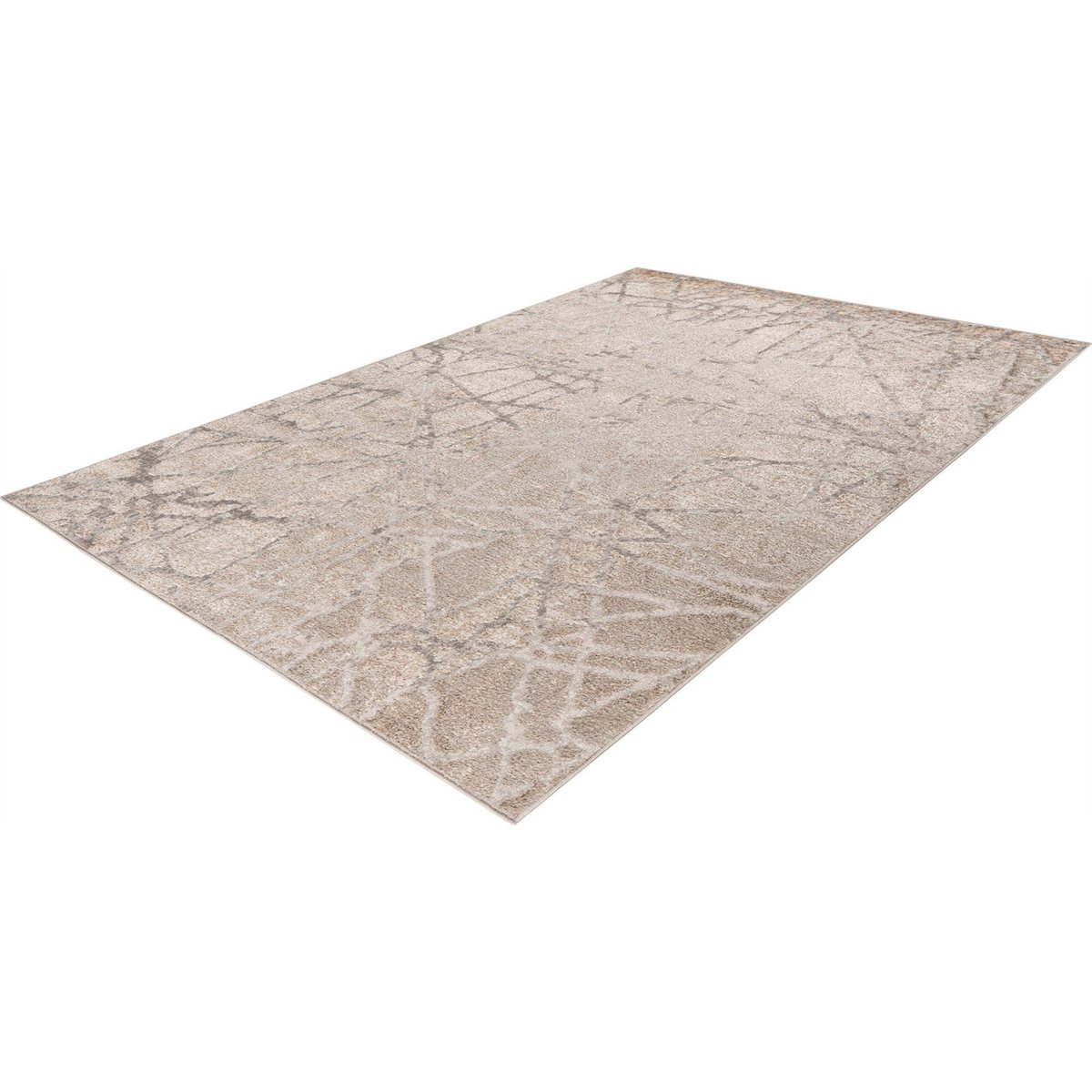 Tapis rectangulaire style scandinave à motifs beige sable et argent clair, ARTE ESPINA
