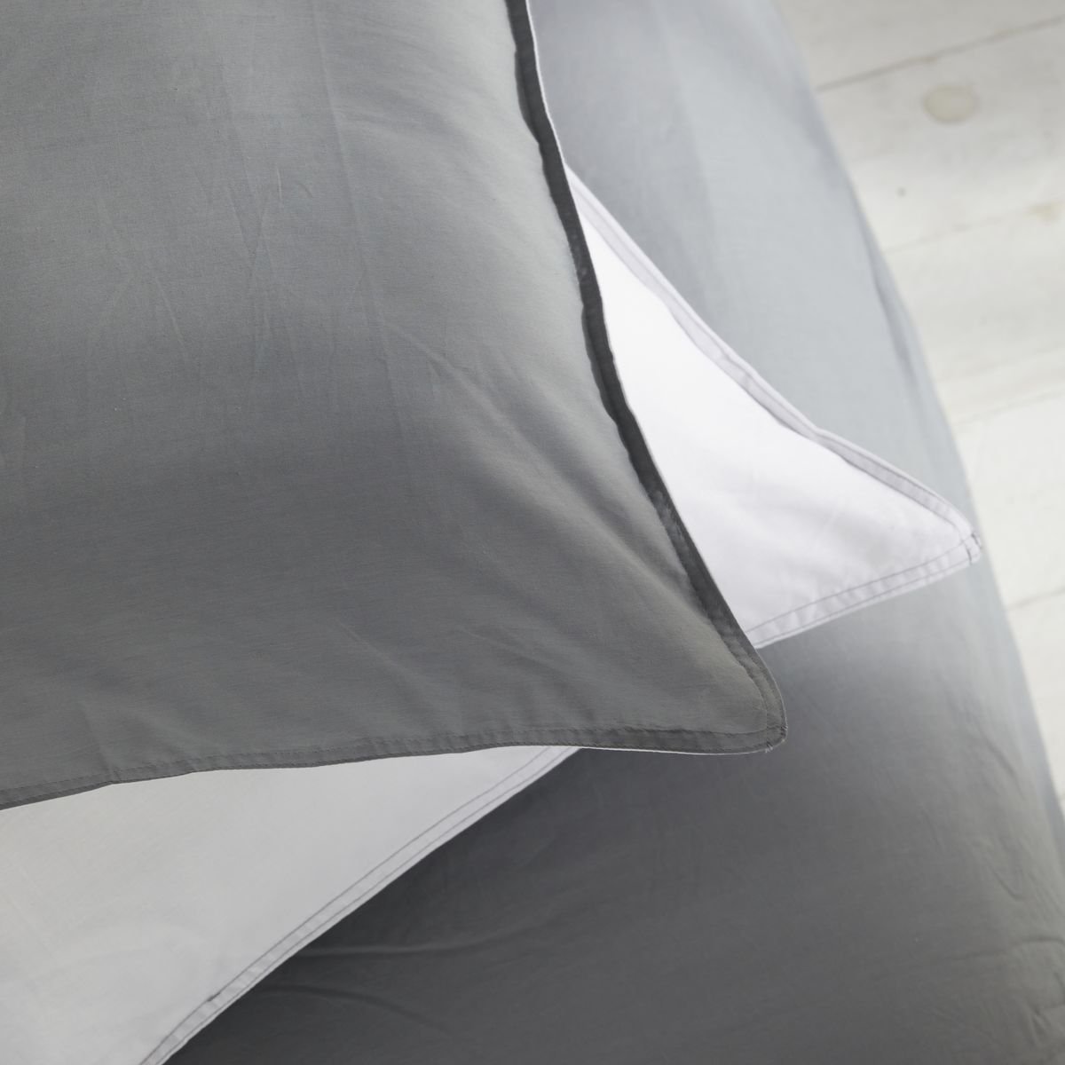 Parure de lit coton uni CHARME gris, TODAY