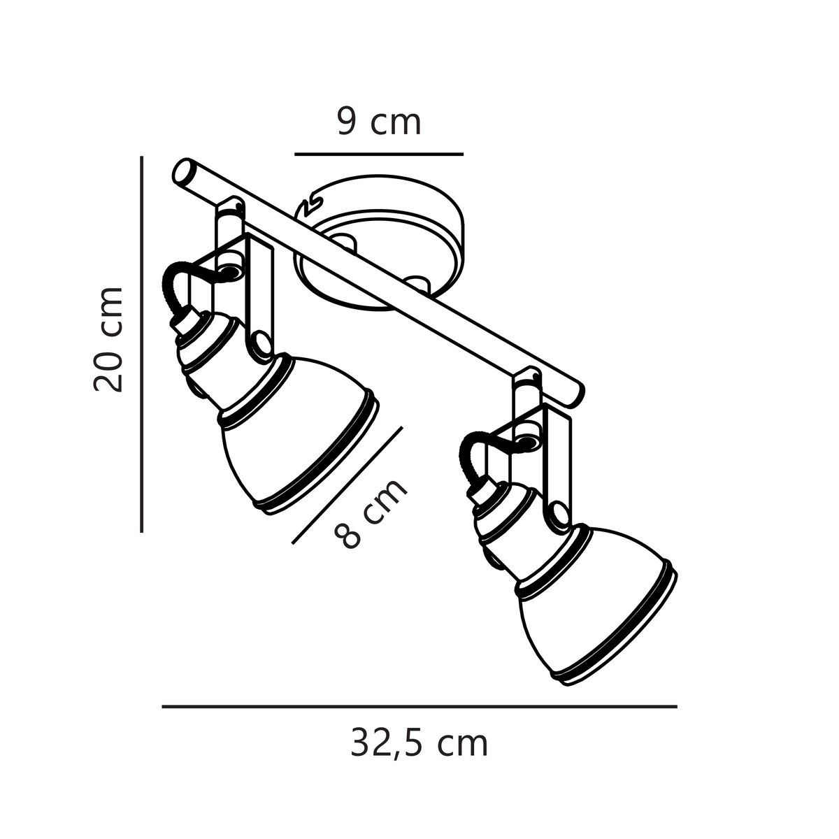 Plafonnier avec abat-jour inclinable et orientable en métal, ASLAK blanc, NORDLUX