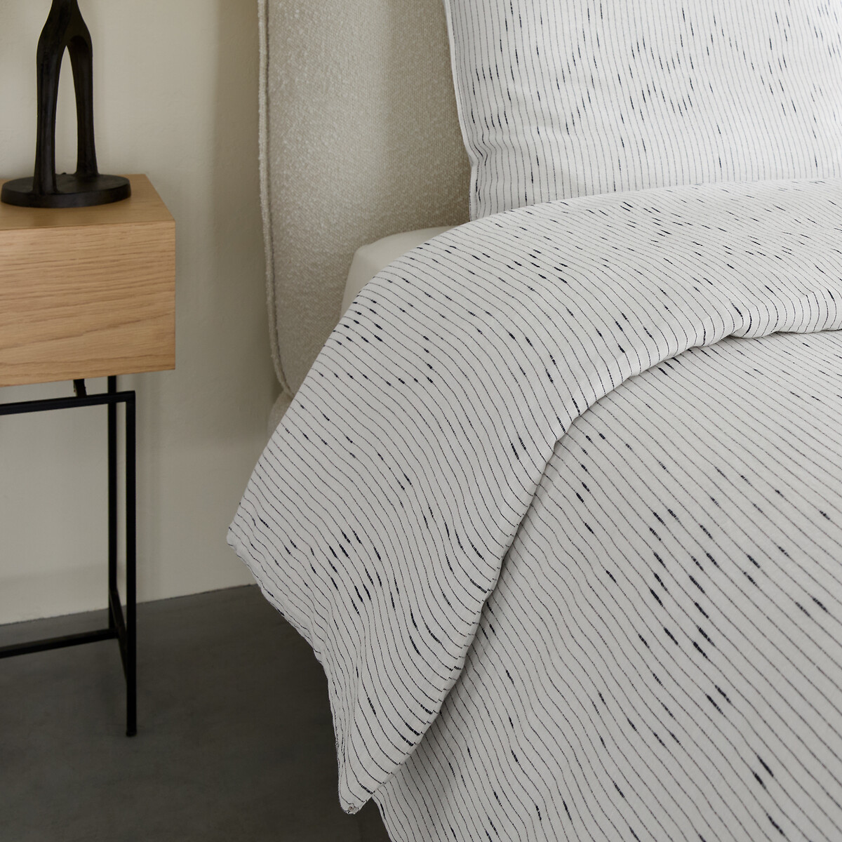 Joselia Washed Linen Blend Duvet Cover ecru/navy blue striped, AM.PM