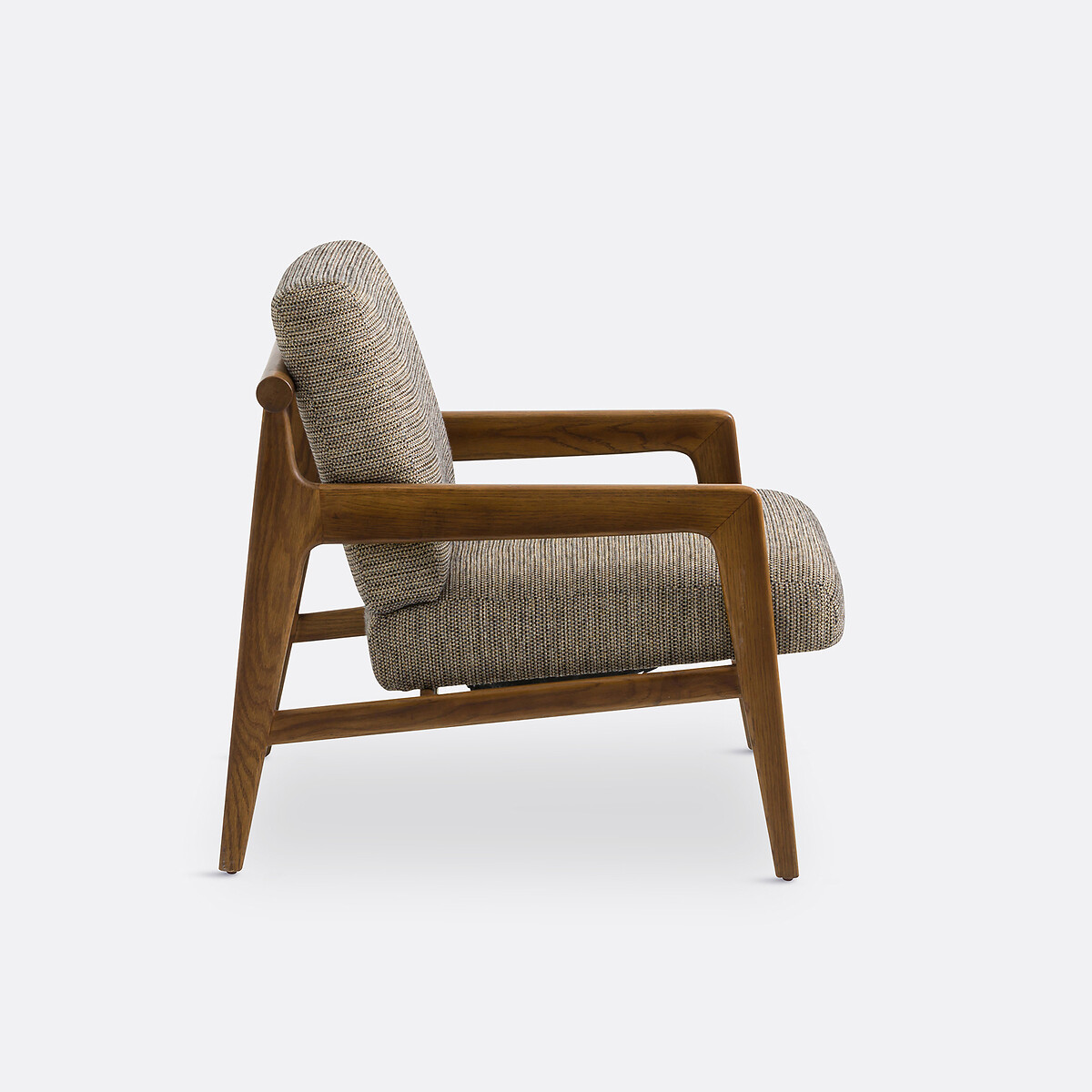 Fauteuil vintage tissu chiné et chêne, Vinato gris/doré, LA REDOUTE INTERIEURS