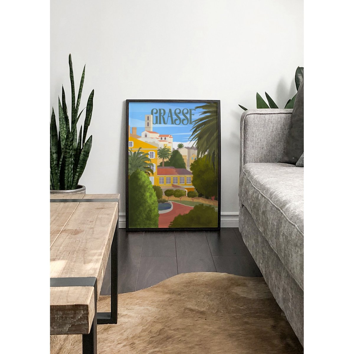 Poster ville Grasse blanc, L'AFFICHERIE