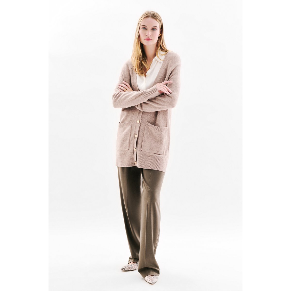 Gilet droit mi-long RONNIE marron clair, CAROLL