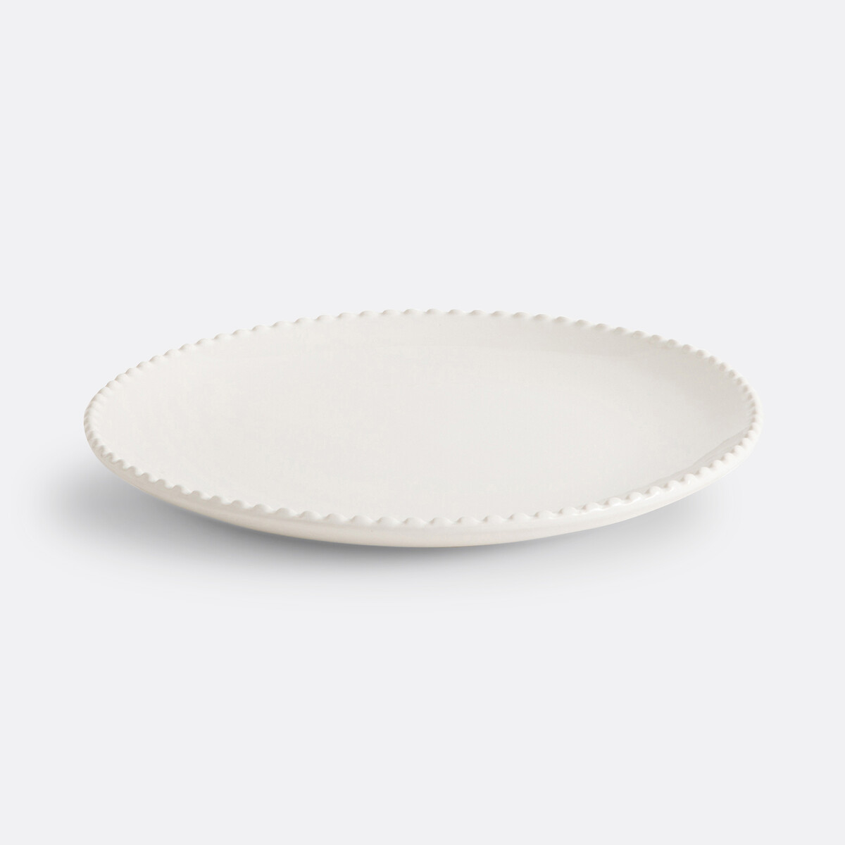 Lot 4 assiettes plates en grès liseré perlé, Akoya ecru, LA REDOUTE INTERIEURS