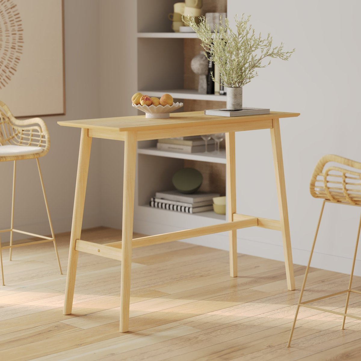 Table de bar rectangulaire en bois - BUVETTE bois clair, MAISON PAVANE