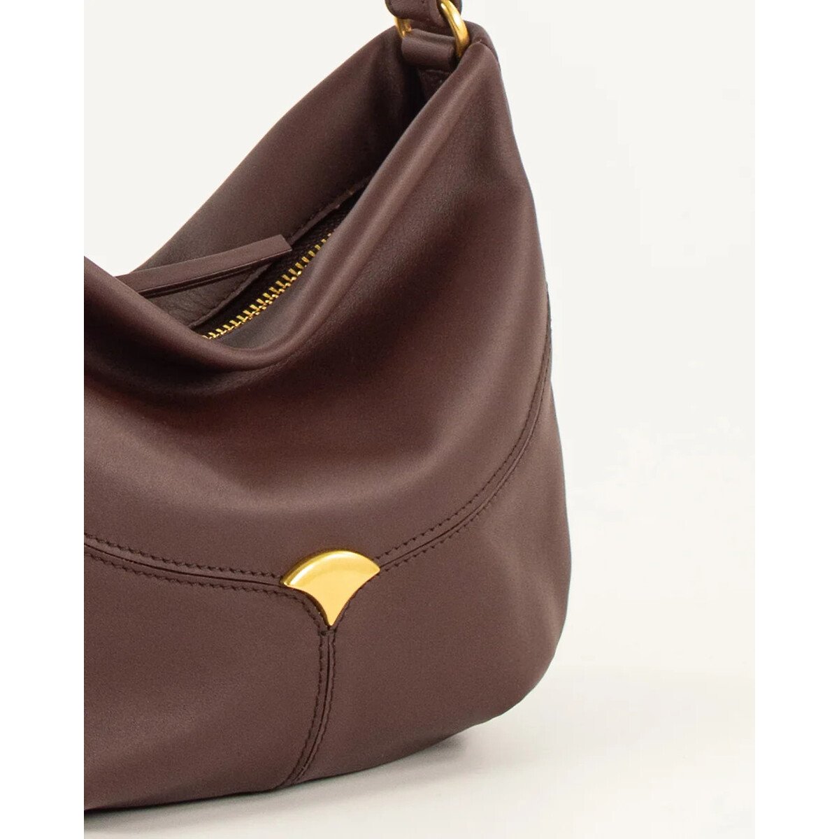 Sac hobo en cuir verni souple à bandoulière, DIVILIO marron, SESSUN