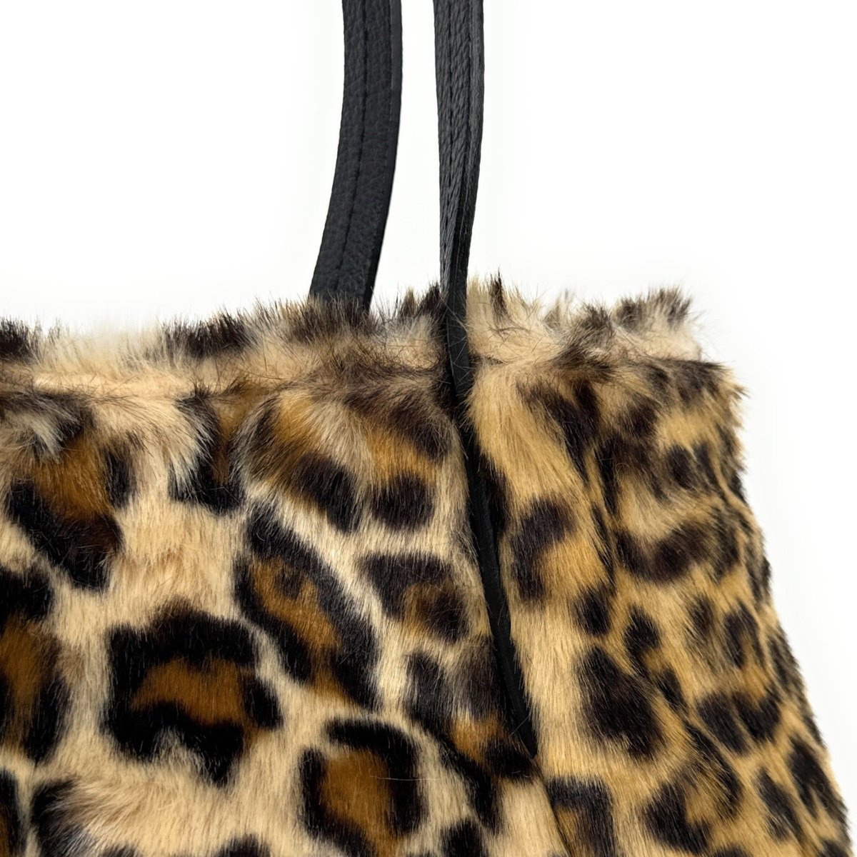 Sac cabas en cuir et poils synthétiques OKOYE léopard, OH MY BAG