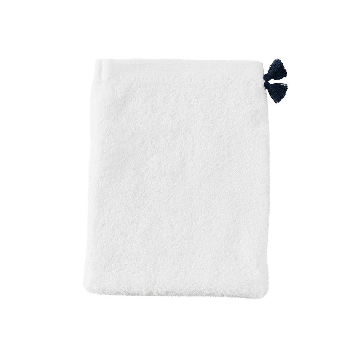 Gant de toilette coton et viscose de bambou DEMILUNE blanc, CARRE BLANC