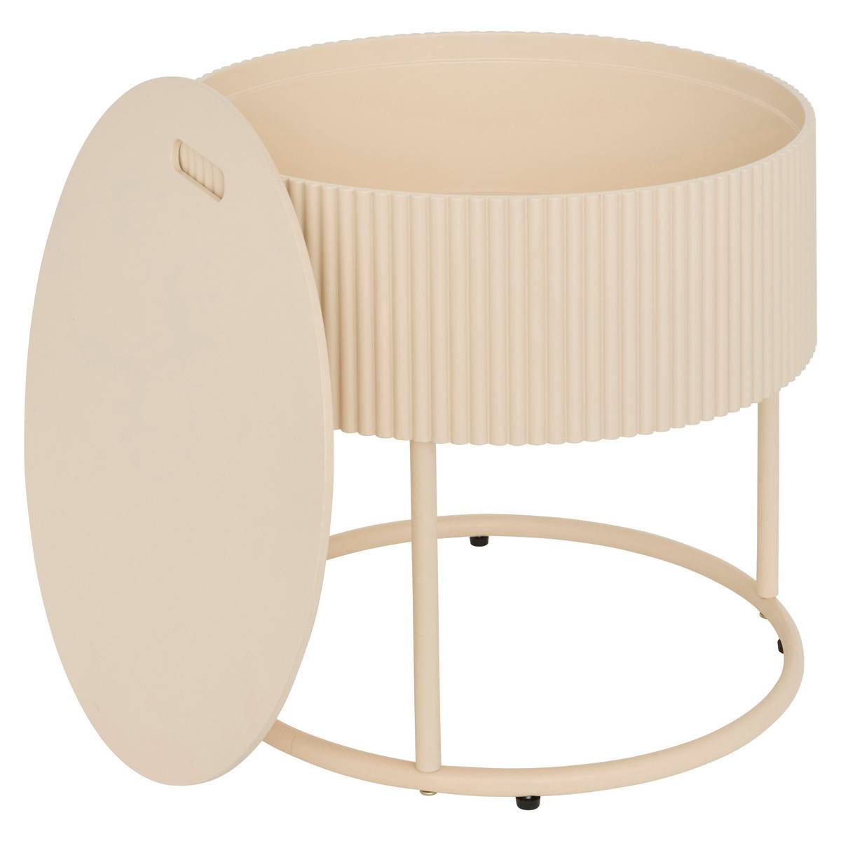 Table basse coffre de rangement plateau amovible JUNA beige, ATMOSPHERA