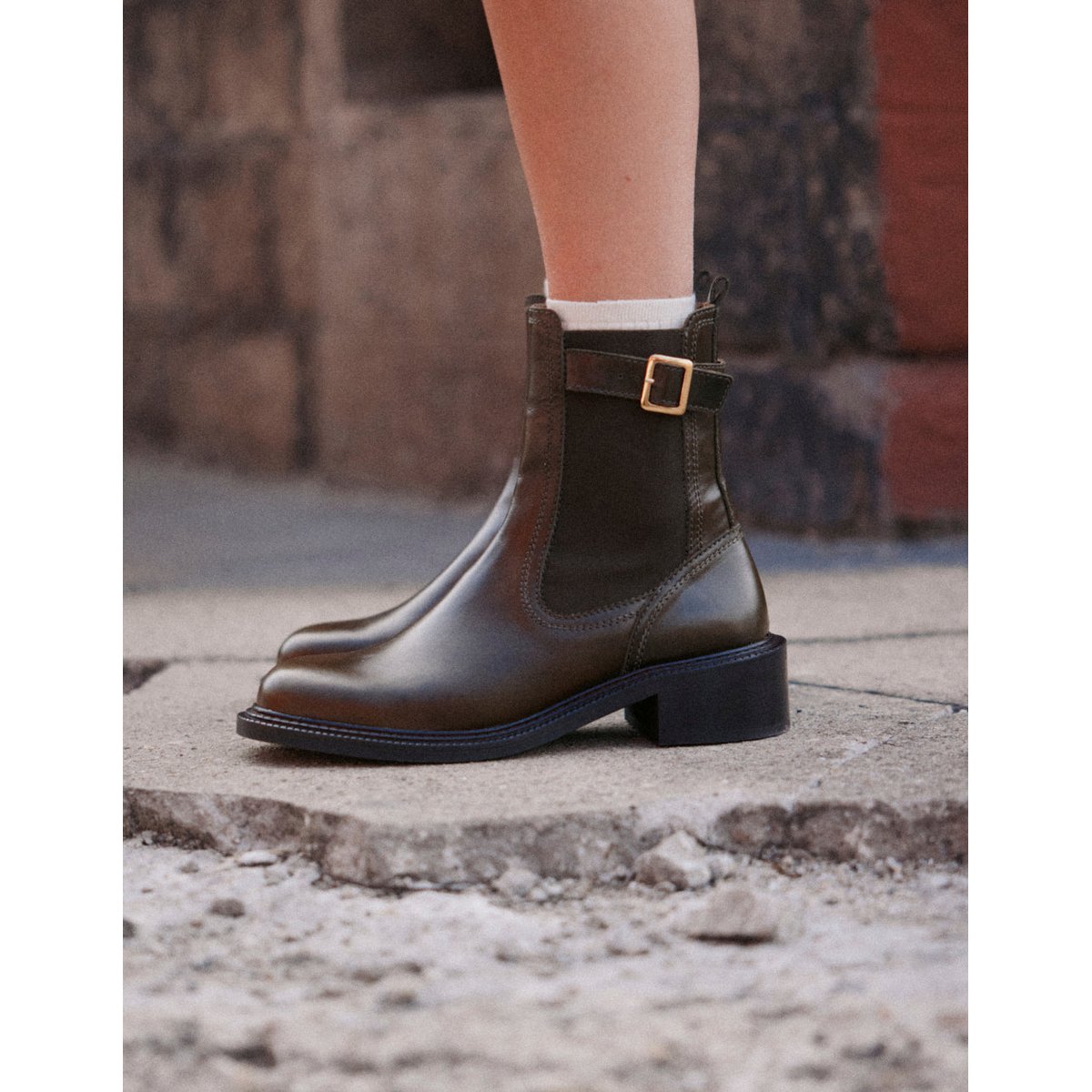 Bottines à talons JAYA cuir kaki, ODAJE