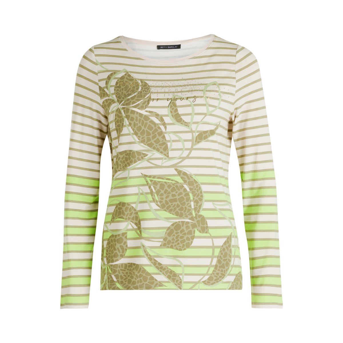 T-shirt à rainures à encolure bateau khaki/green, BETTY BARCLAY