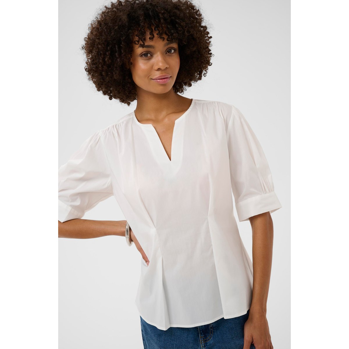Blouse à manches courtes blanc spring gardenia, CULTURE