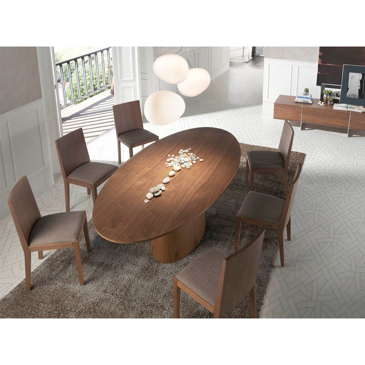 Table à manger ovale noyer walnut, ANGEL CERDA