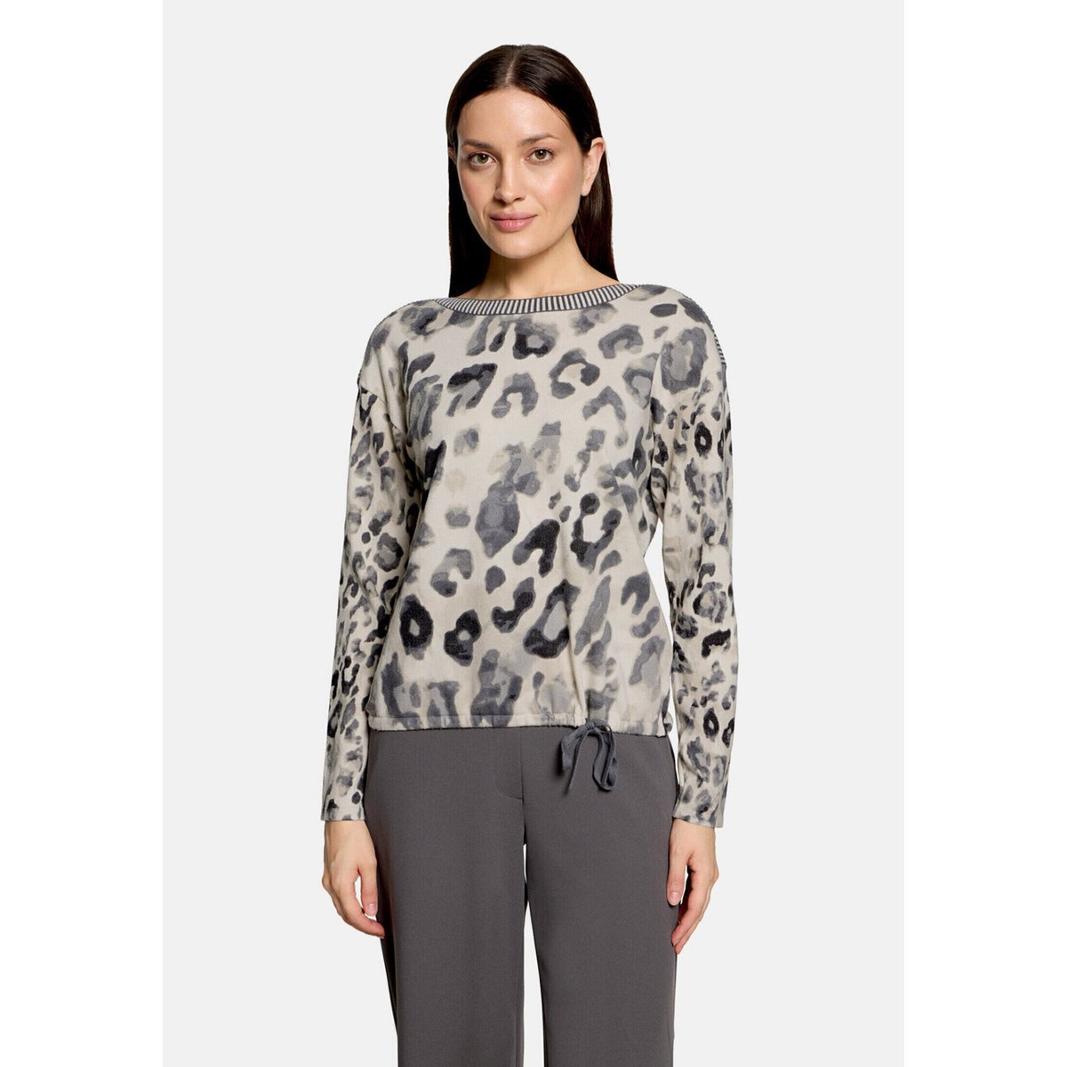 Pull-over en maille à manches longues gris/beige, BETTY BARCLAY