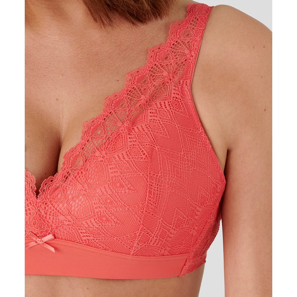 Soutien-gorge sans armatures forme foulard rose corail, DAMART