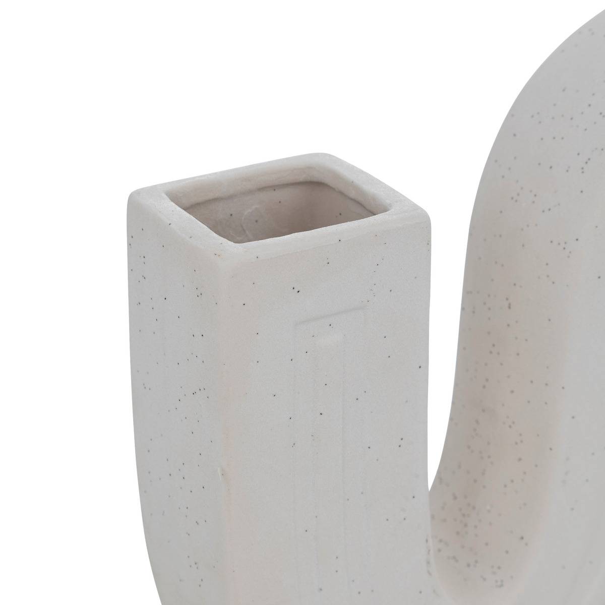 Soliflore sculpté en céramique texturée OLME blanc, ATMOSPHERA