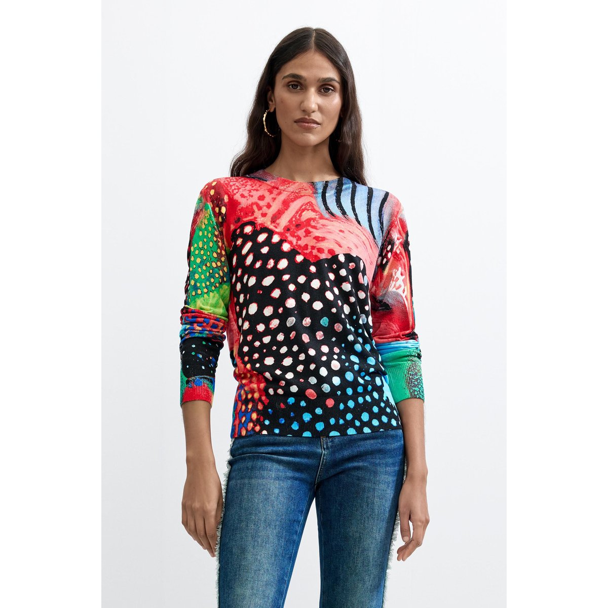 Pull imprimé multicolore noir, DESIGUAL