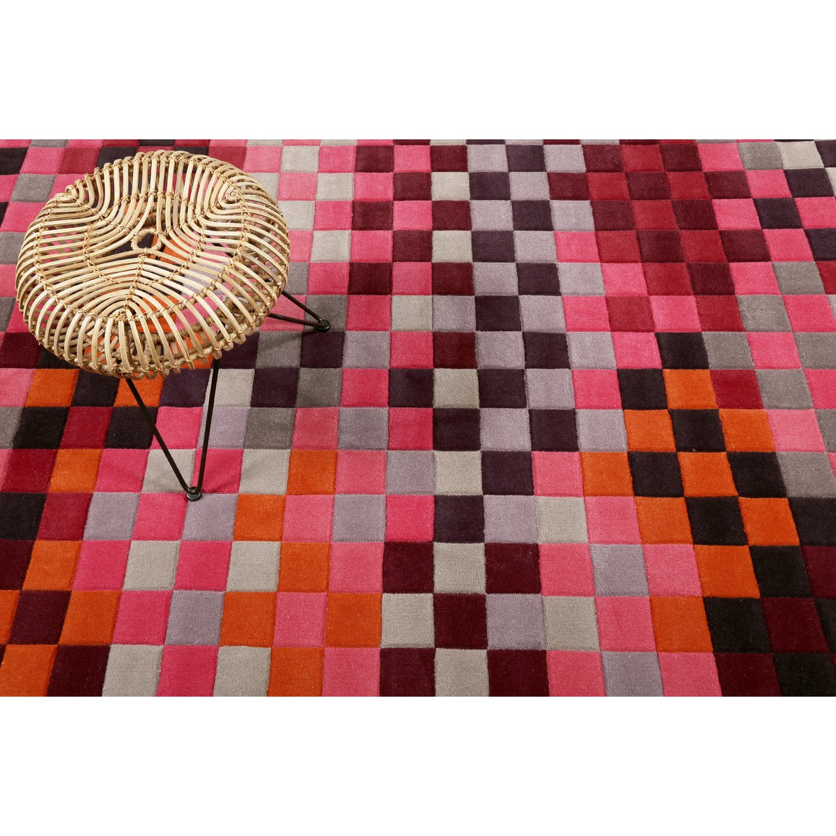 Tapis en lain tufté main , PIXEL rot, ESPRIT