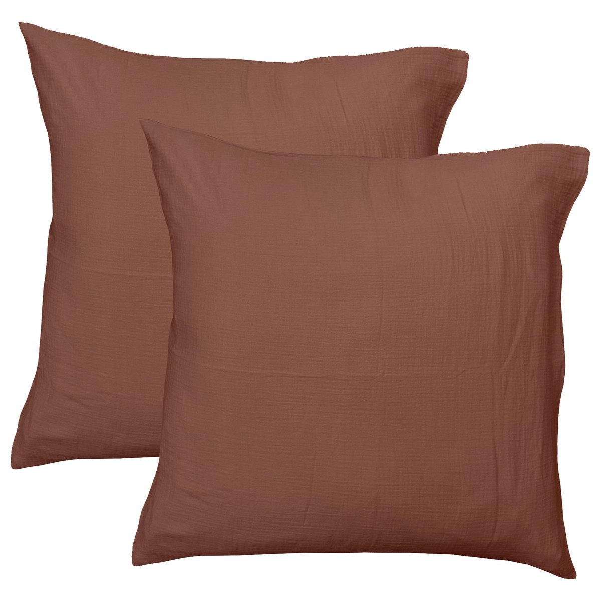 Parure de lit unie en coton Taies rectangulaires, GAZE DE COTON chocolat, MATT ET ROSE