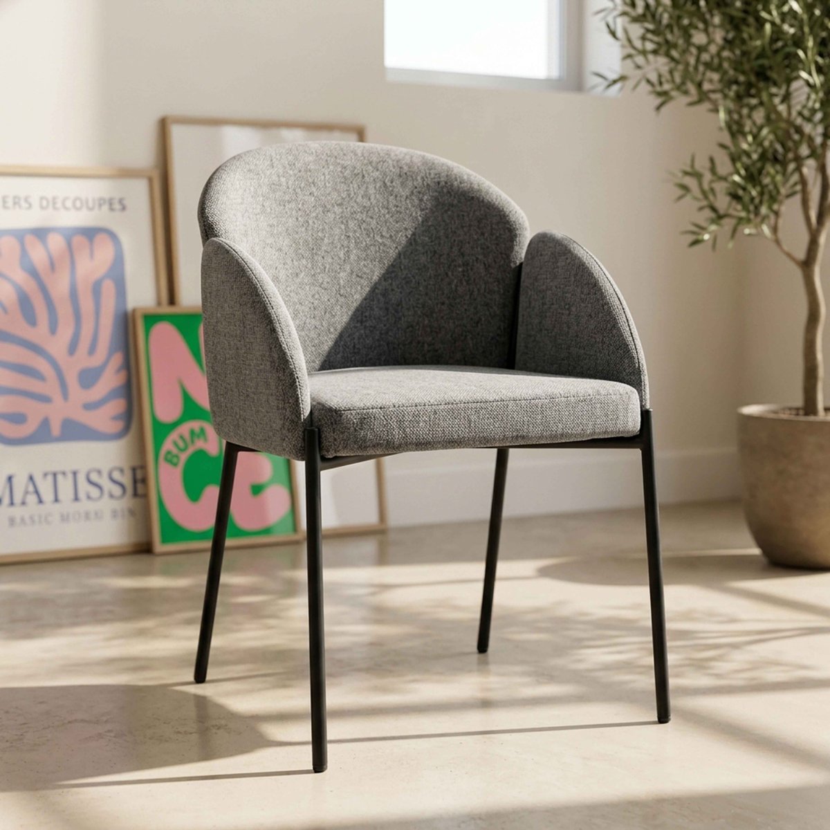 Lot de 2 chaises en tissu, AVA gris anthracite, OVIALA