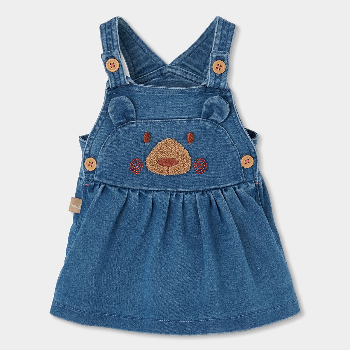 Ensemble maille denim bébé fille broderie ours rouge, BOBOLI