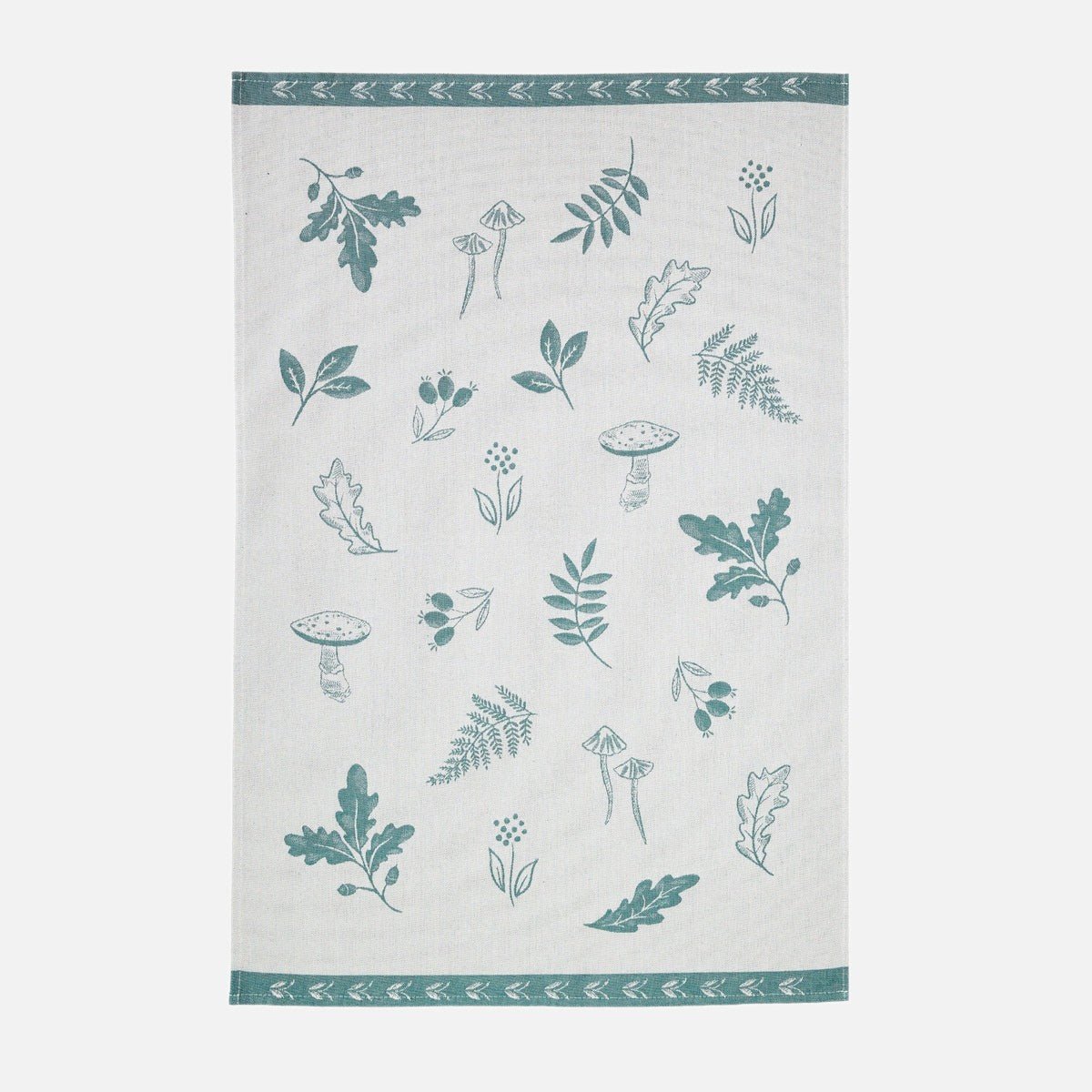 Torchon jacquard en coton ECHOS DE LA FORÊT blanc, COUCKE