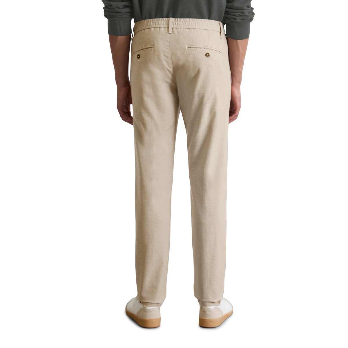 Chino modèle Stig Jogger pleats shaped en coton bio mélangé marron clair, MARC O'POLO