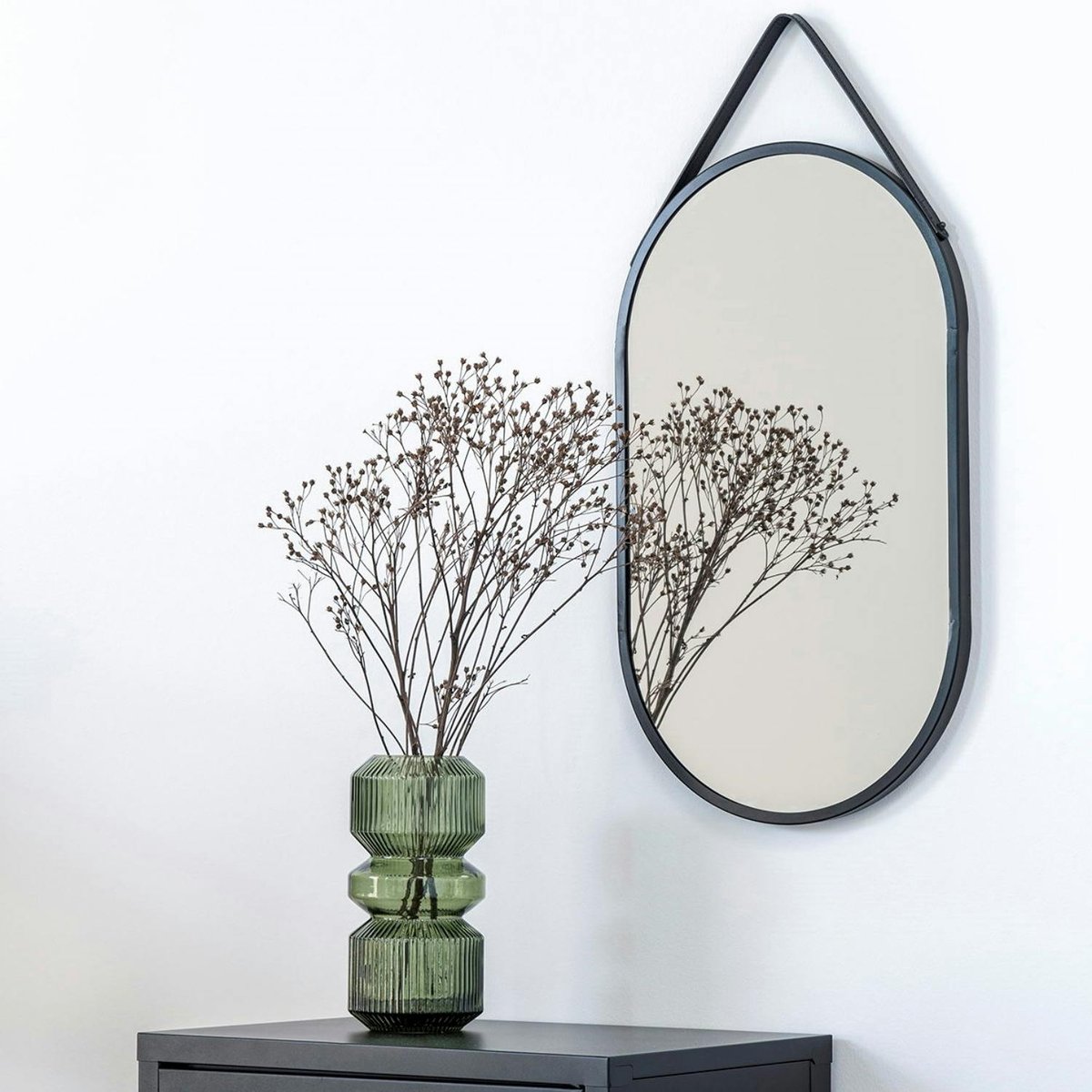 Miroir ovale noir avec accroche assortie 60 cm SEOUL noir, PIER IMPORT