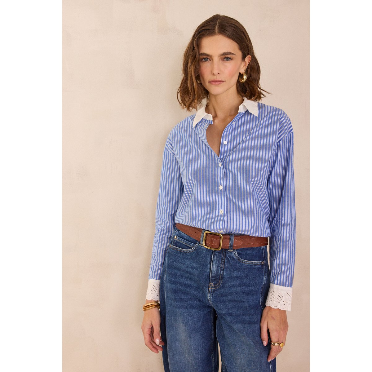Chemise à rayures en 100% coton DIVINE bleu, Maison 123