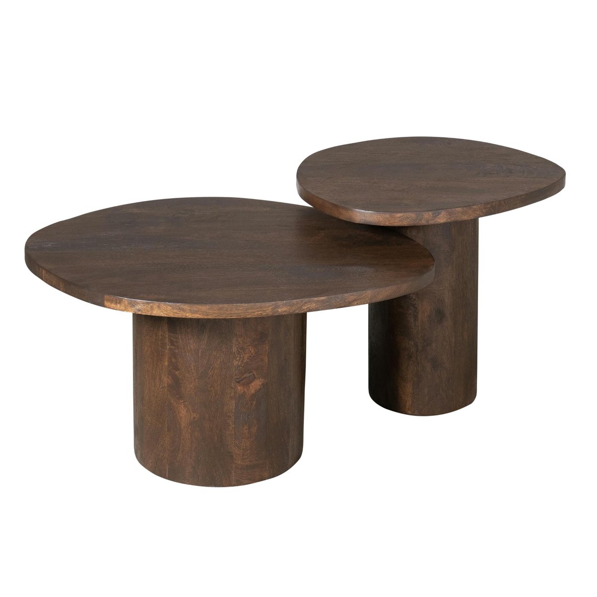 Table basse design organique en bois foncé (lot de 2) ALMA marron, PIER IMPORT