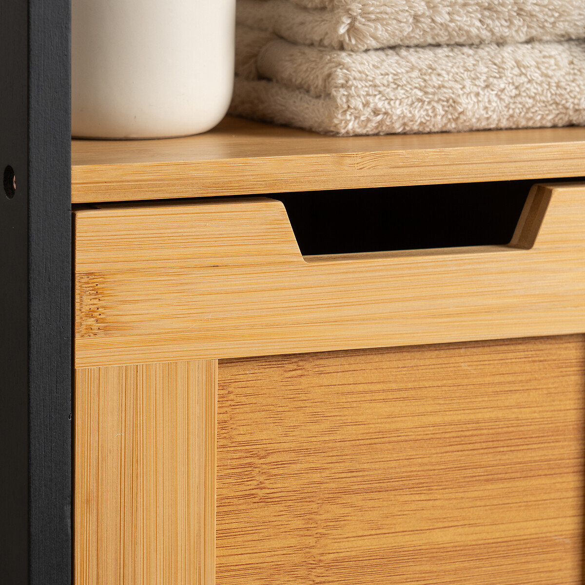 Slatted Bamboo Bathroom Slimline Drawers black, SO'HOME