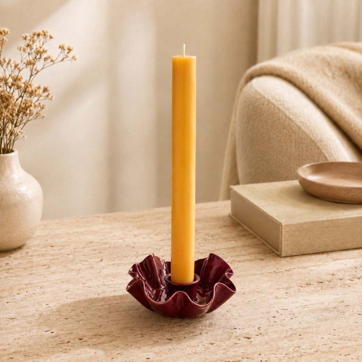 Set de 10 bougies cierges 20 cm doré, ORIGINALHOME