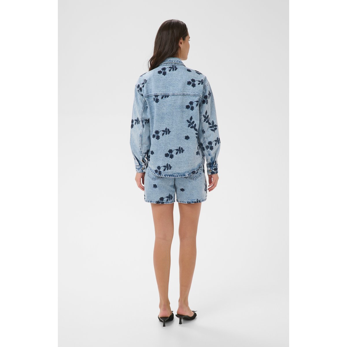 Veste bleu blue denim w/navy flower emb., KAFFE
