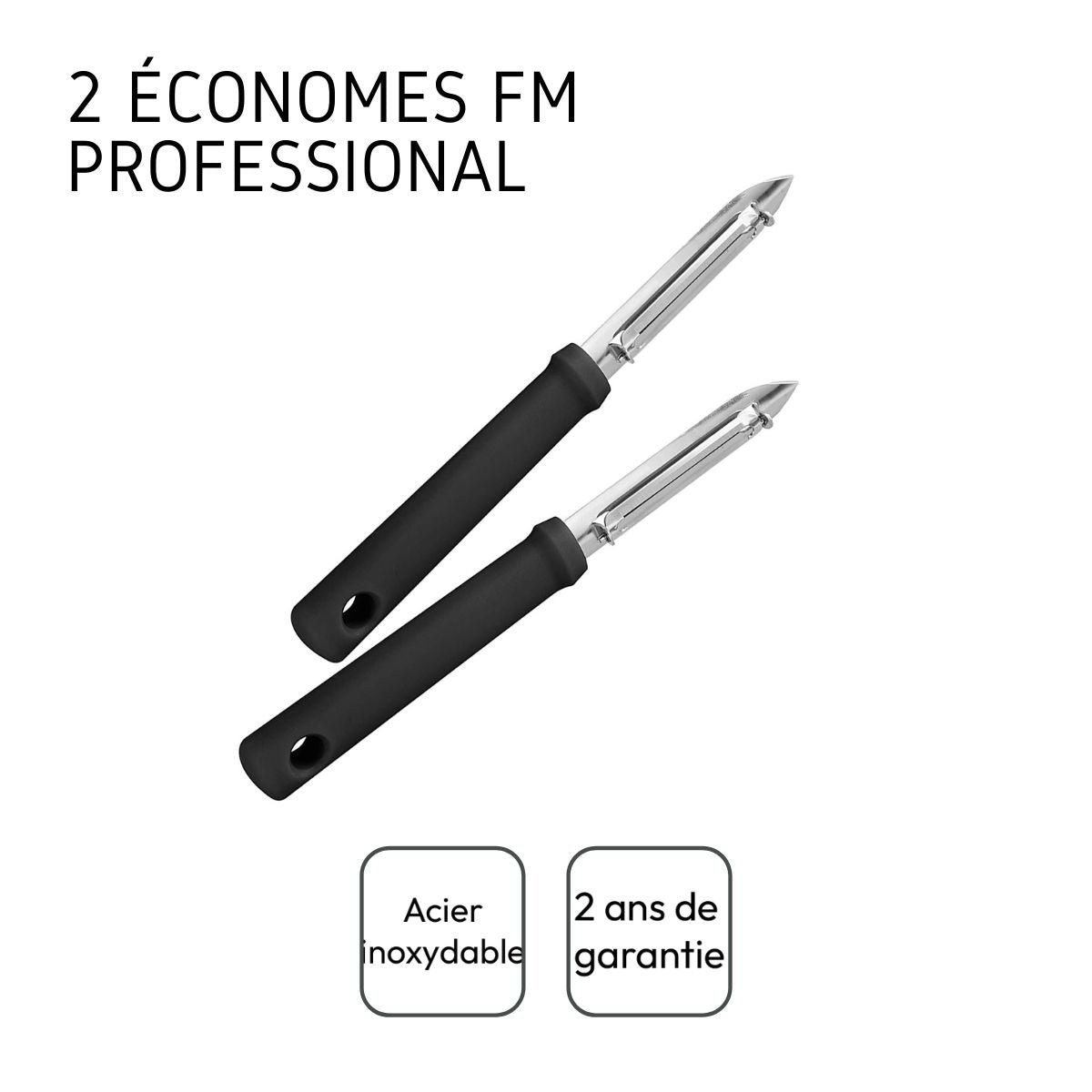 Lot de 2 économes noir,inox, FM PROFESSIONAL