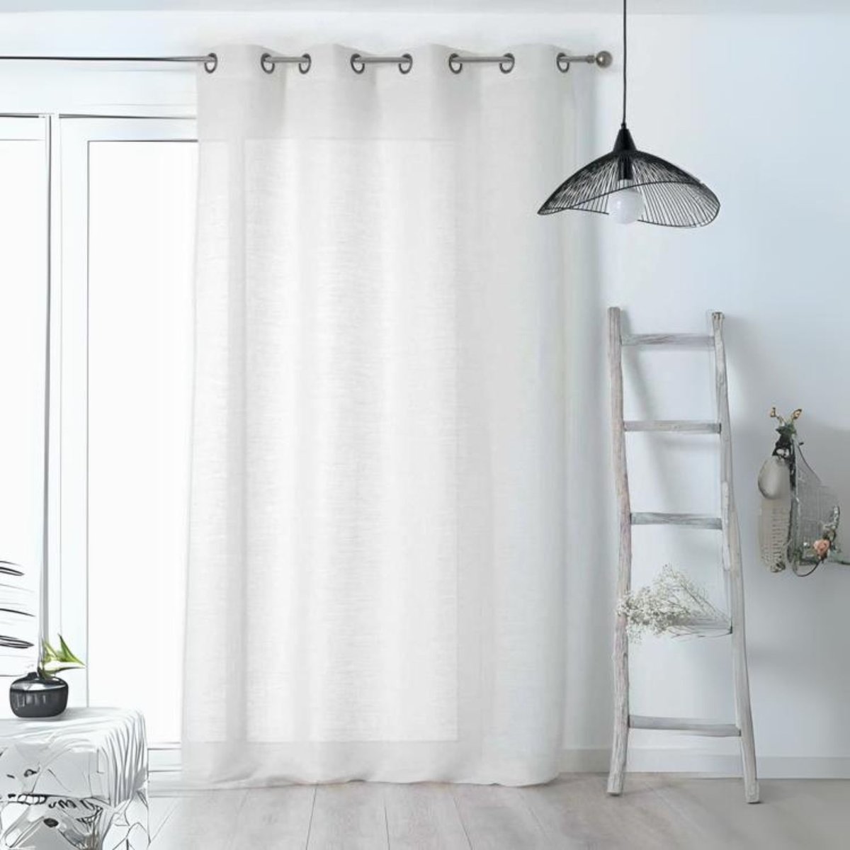 Voilage Aérien en toile de jute blanc, LINDER