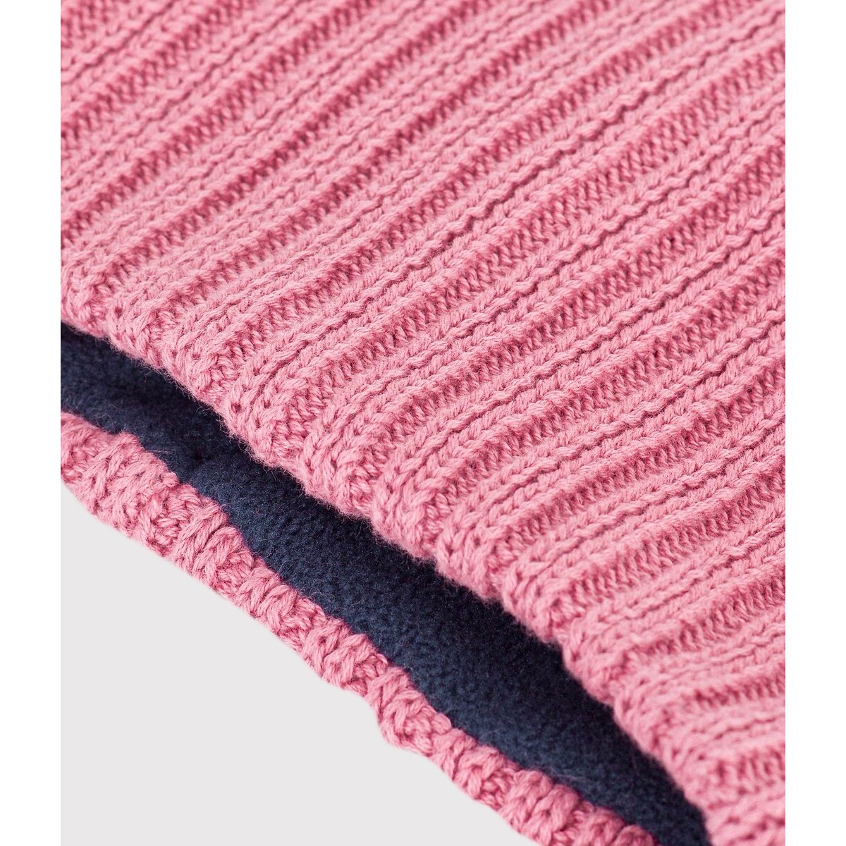 Snood bébé, en tricot uni, doublé polaire bleu marine, PETIT BATEAU