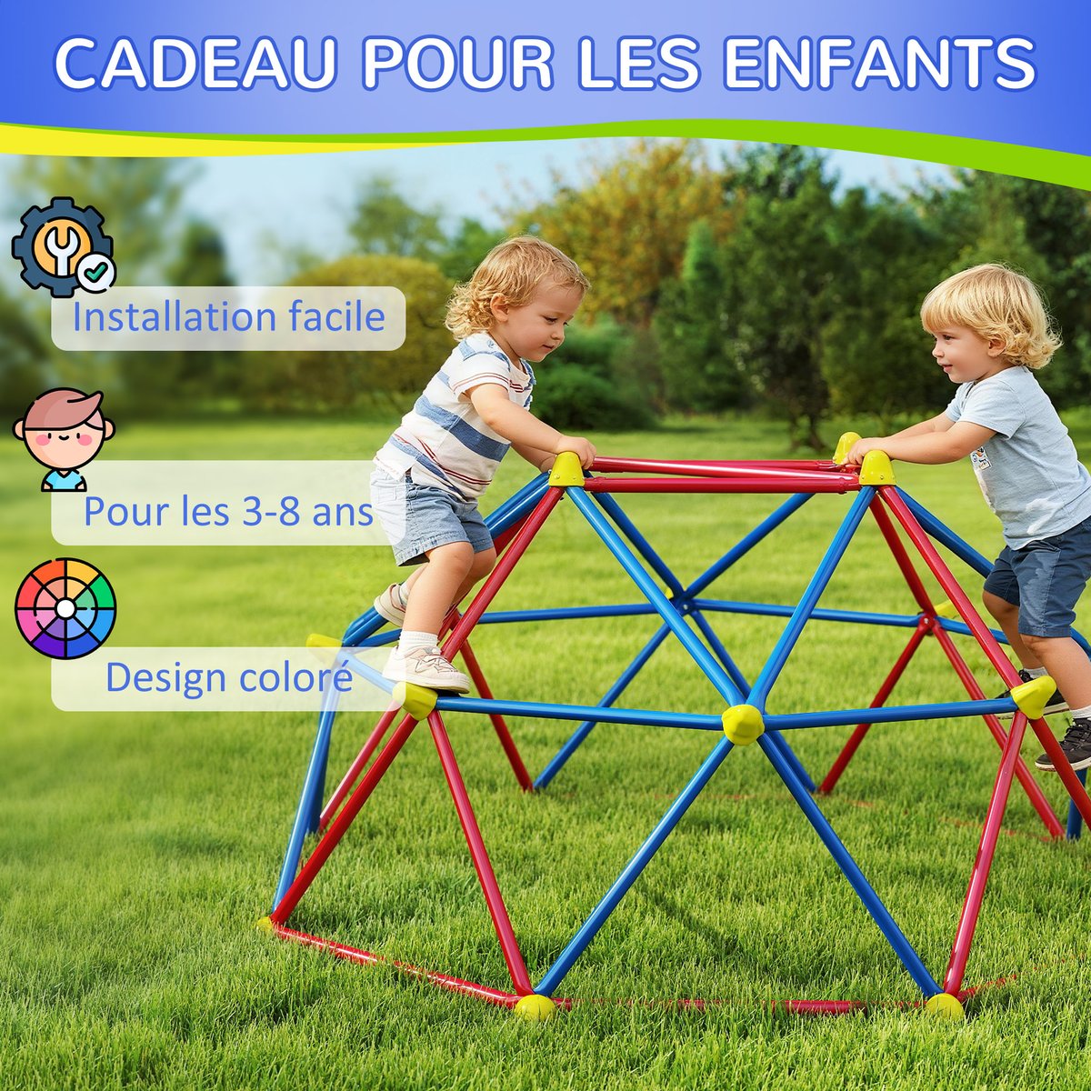Parcours d'escalade pour enfants Métal multicolore, OUTSUNNY