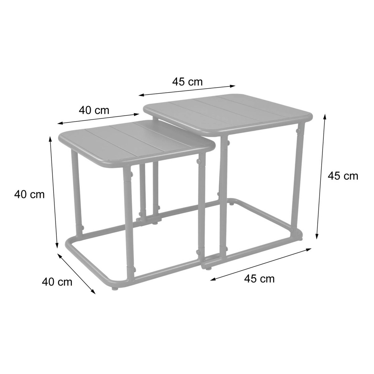 Table gigogne extérieure carrée en acier AMÉLIA vert, SWEEEK