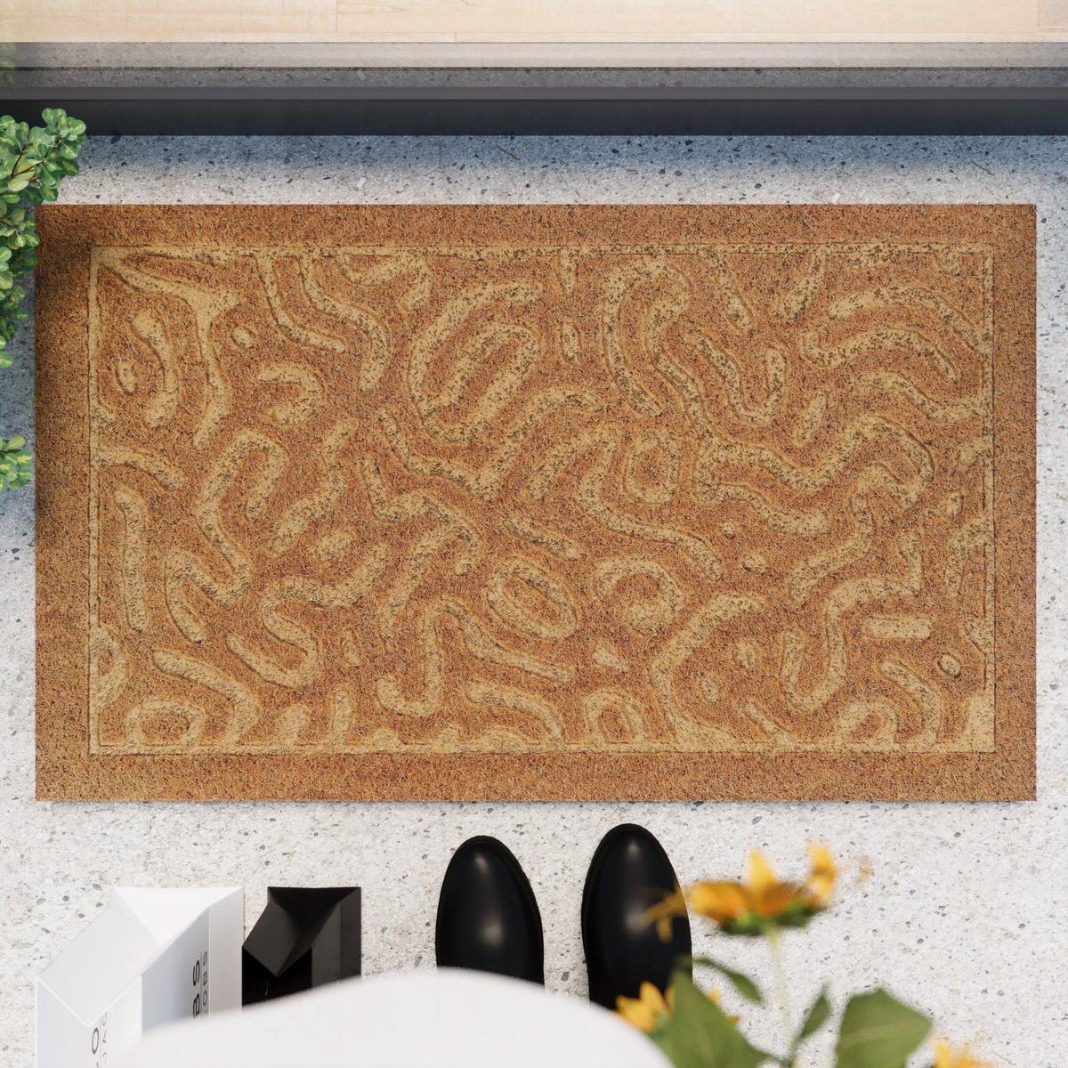 Paillasson coco relief , Desert Doodle naturel, WECON HOME