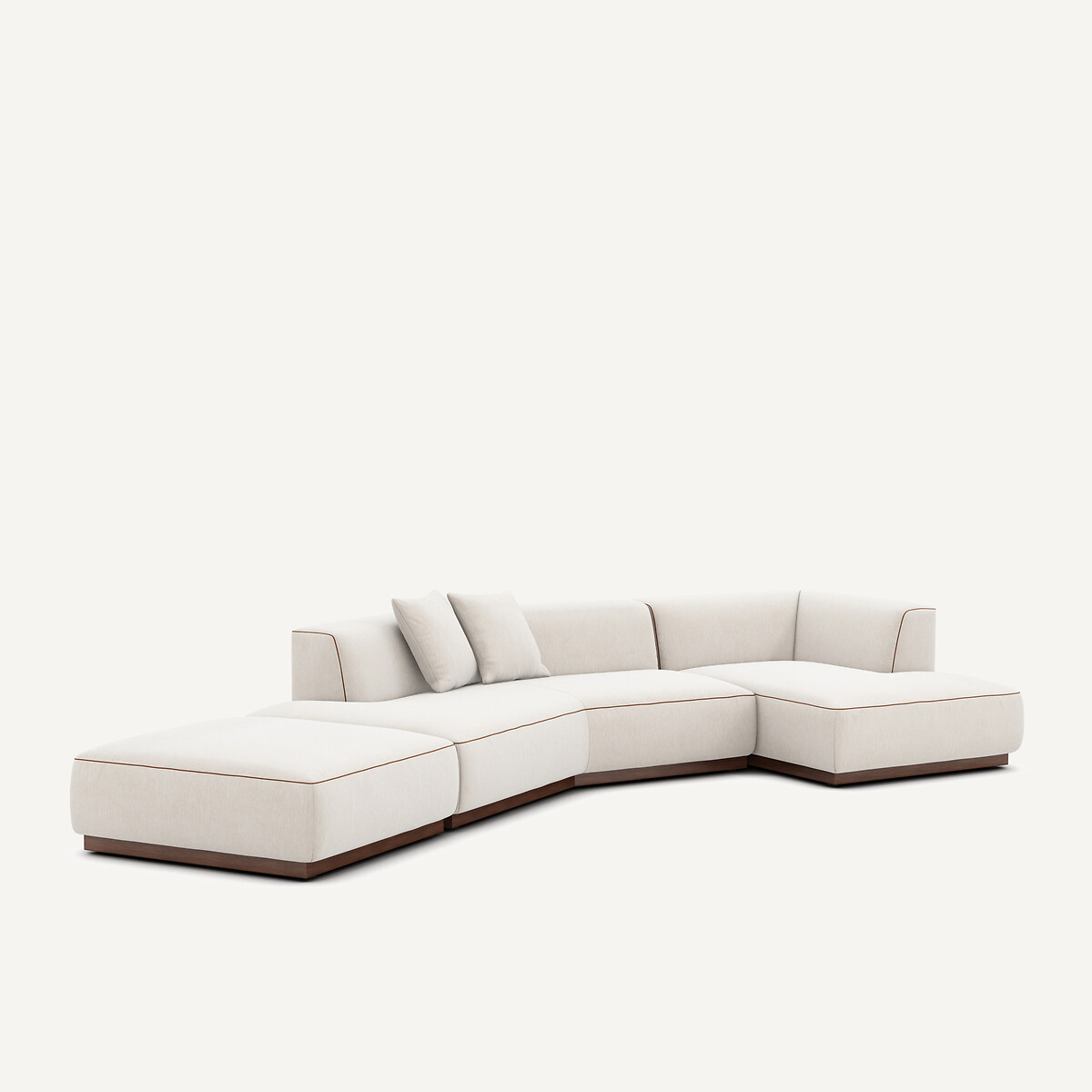 Canapé d'angle droit ouvert avec repose-pieds en velours chenillé, JACOPO blanc, AM.PM