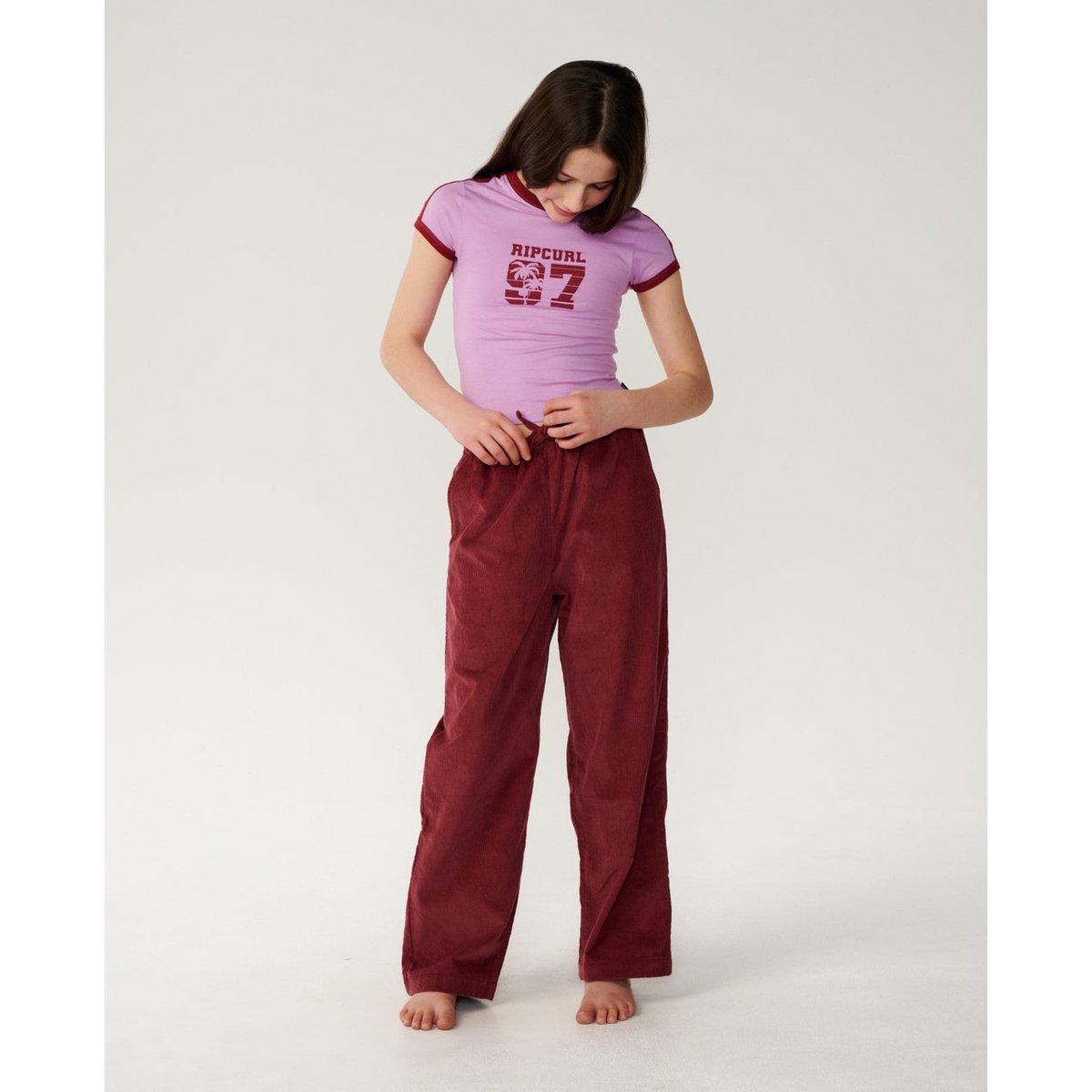 Pantalon en velour enfant Keepsakes Washed dark plum, RIP CURL