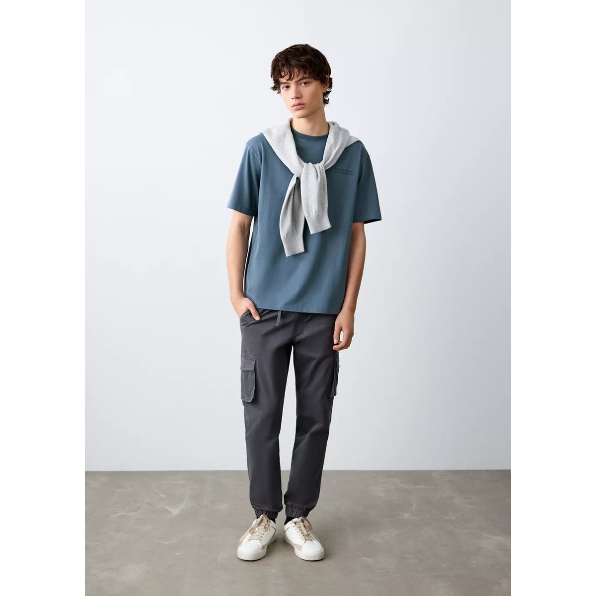 T-shirt imprimé manches courtes bleu, MANGO TEEN