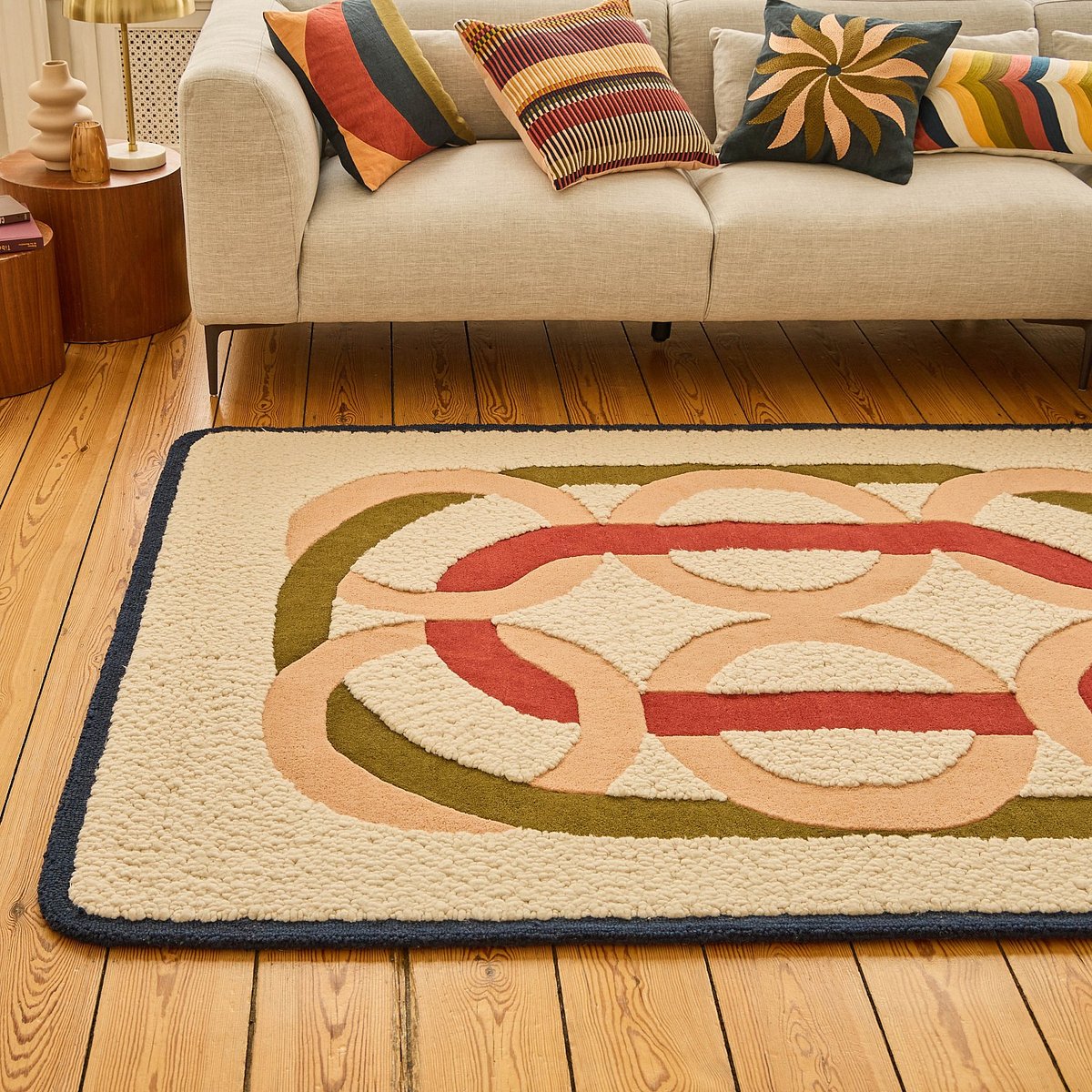 Tapis de salon laine CANDICE beige, multicolore, HABITAT