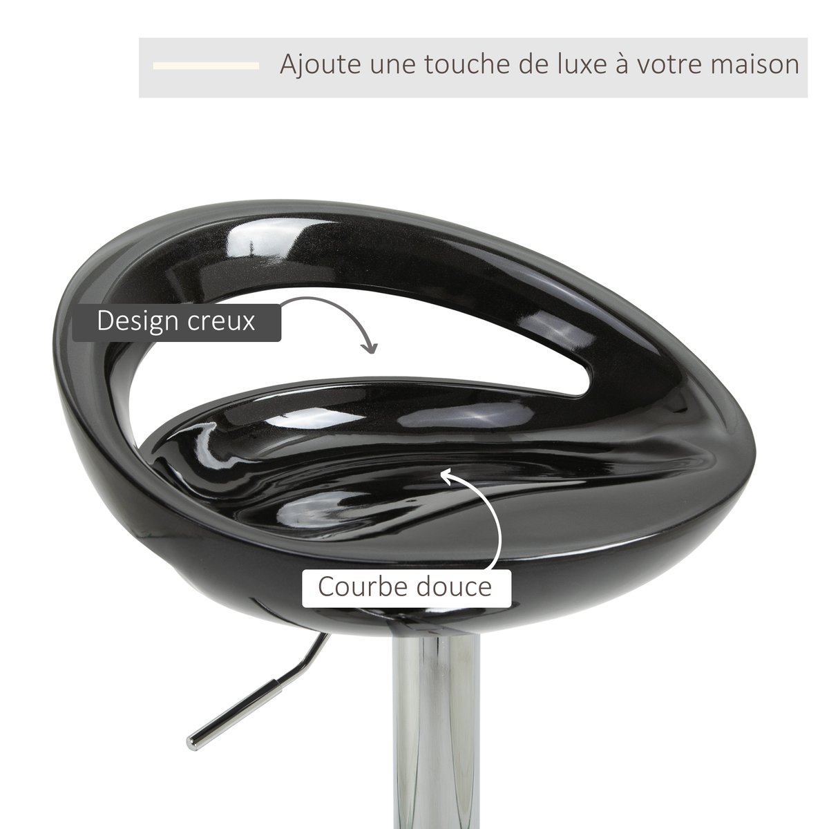 Tabouret de bar ABS Noir noir, HOMCOM