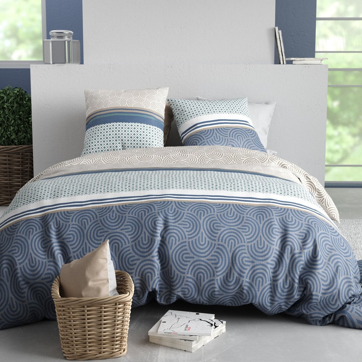Parure housse de couette en coton imprimée, Canopee multicolore, ATELIER DU COTON