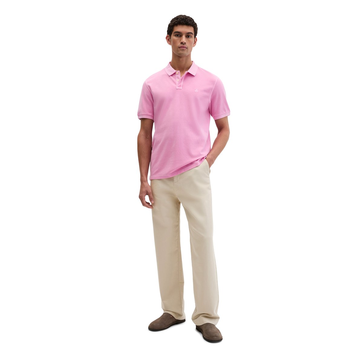 Polo piqué régulier en coton bio rose, MARC O'POLO