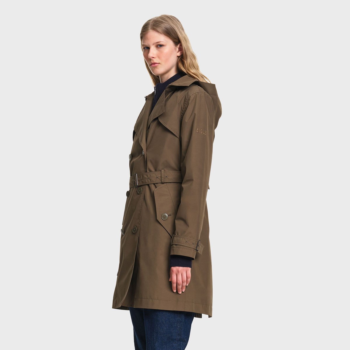 Trench imperméable mi-long à ceinture GORE-TEX® kaki, AIGLE