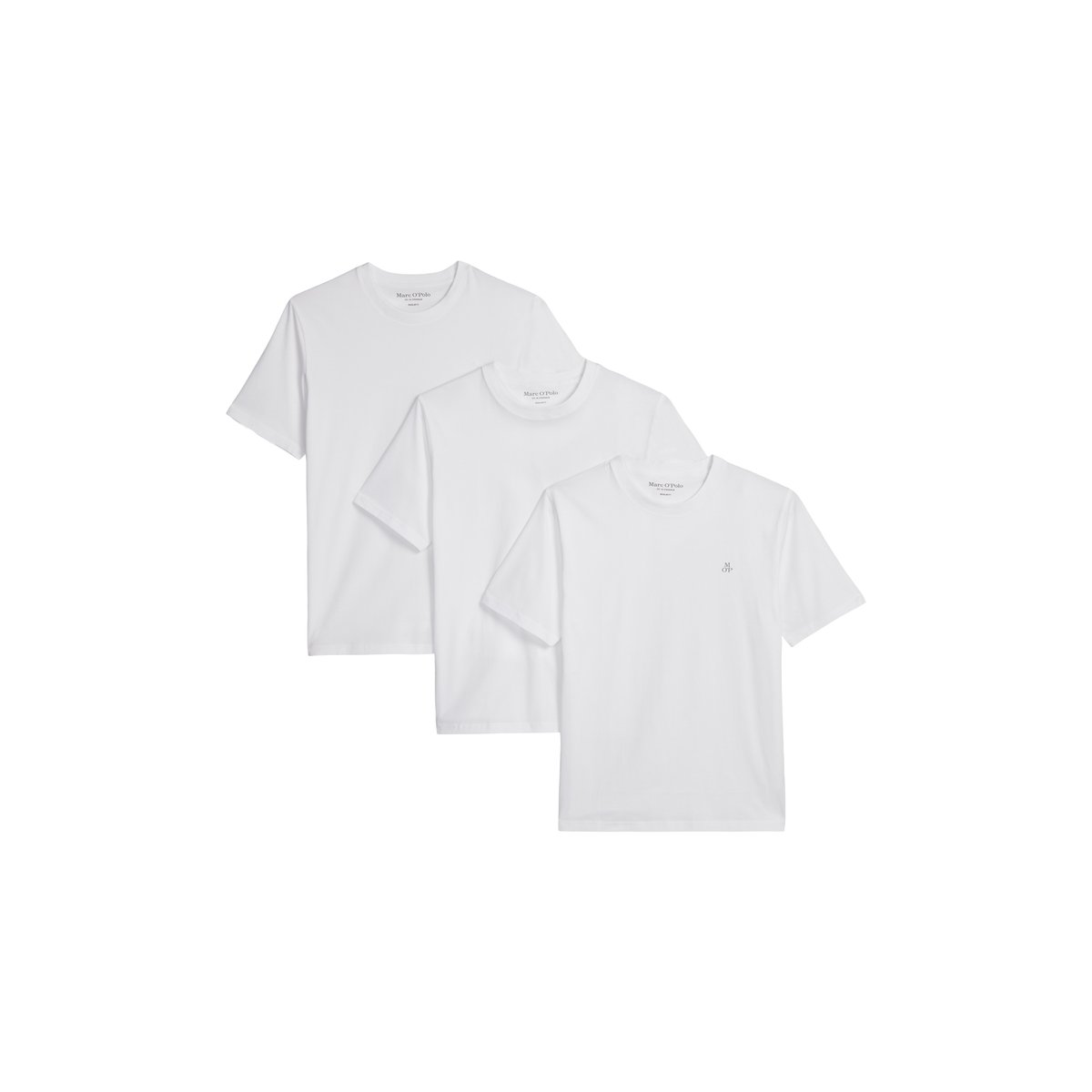 Lot de trois t-shirts col rond regular en pur coton bio blanc, MARC O'POLO