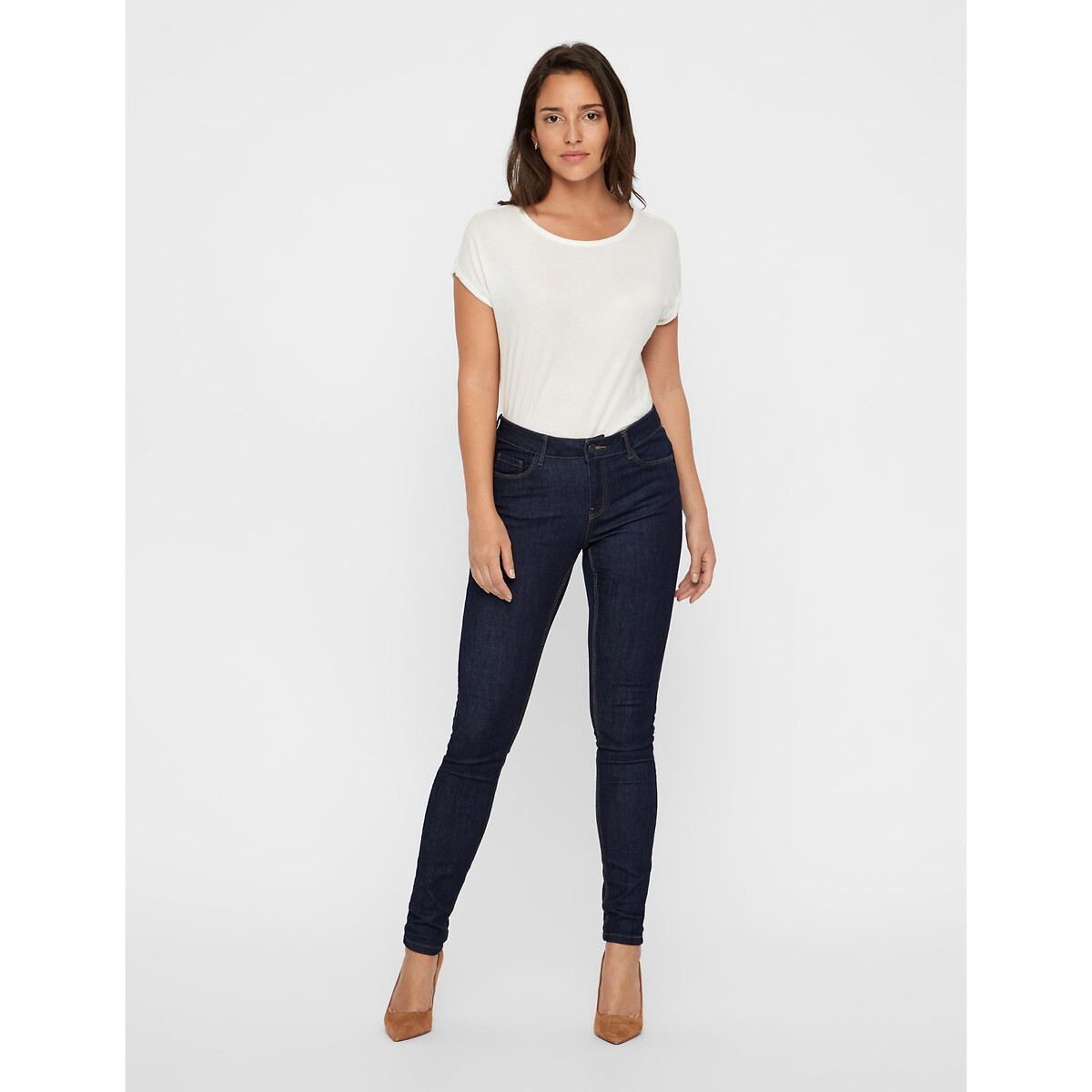 Shape Up Skinny Jeans, Mid Rise dark blue , VERO MODA