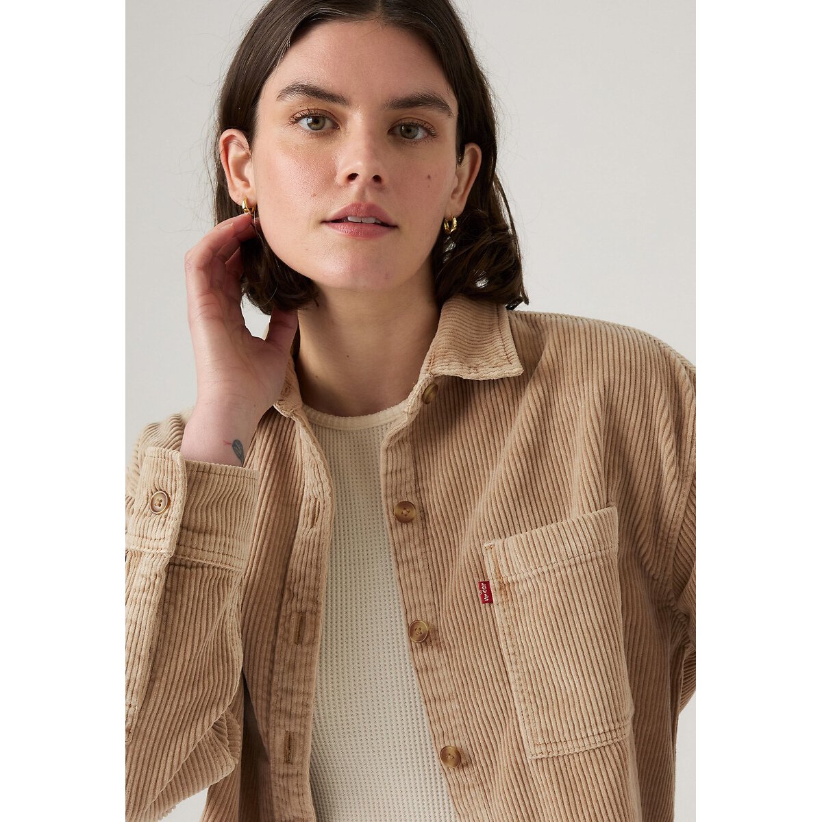 Veste courte col chemise beige, LEVI'S